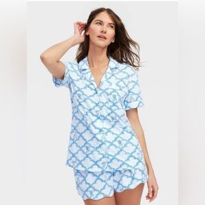 Target x Roller Rabbit Geo Trellis Blue and White Pajama Set